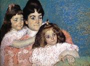 Mary Cassatt The Lady and her two daughter oil painting reproduction